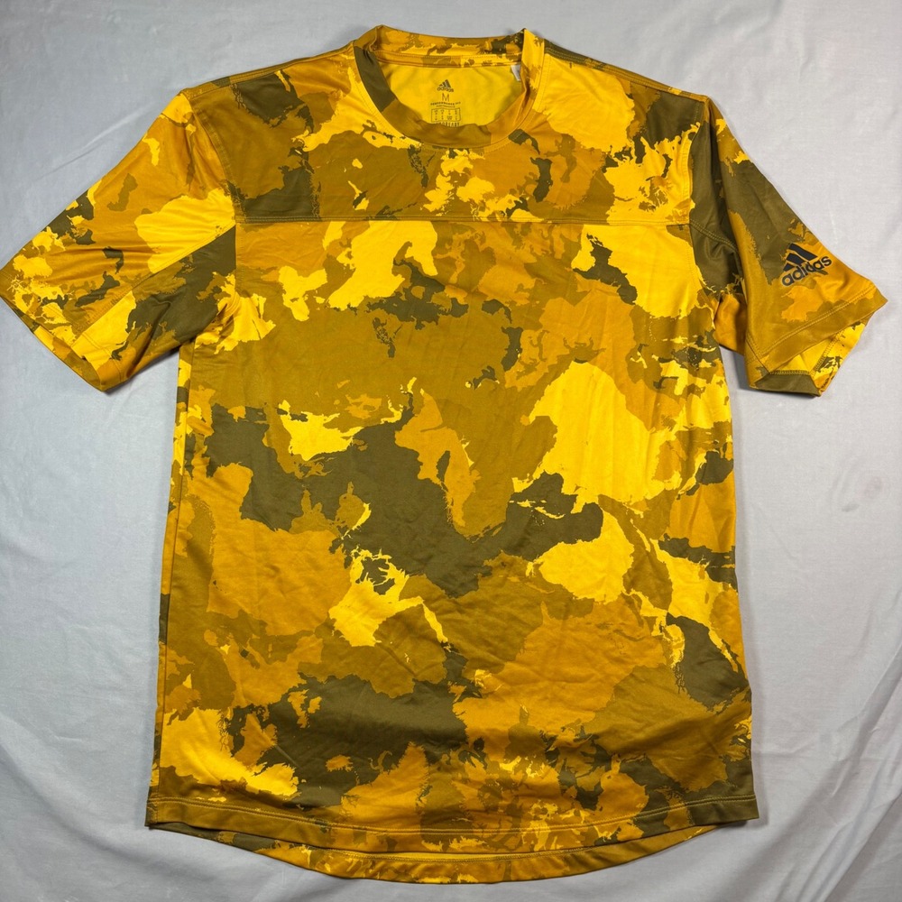 Adidas Aeroready Camo Performance T-Shirt Mens Medium Yellow Olive GC8264 Tee